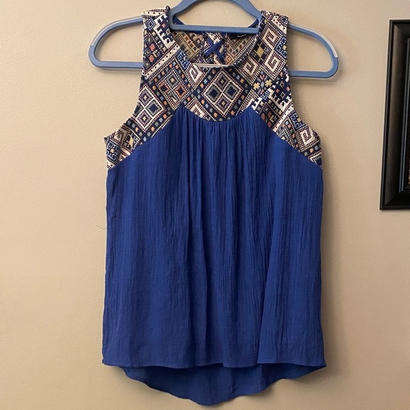 Doe & Rae Royal Blue Tank with Embroidered Accents - Picture 3 of 13